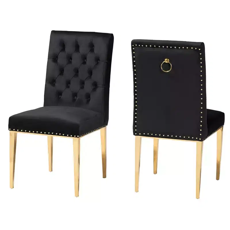 Caspera Contemporary Glam and Luxe Velvet Fabric and Metal Dining Chair
