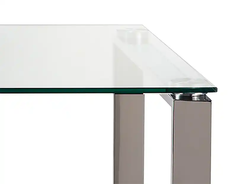 47 Modern Glass Top Coffee Table - Silver with Metal Legs