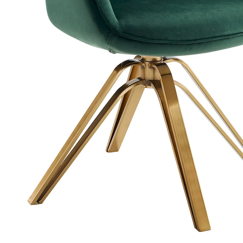 Art Leon Set of 2 Velvet Swivel Dining Chair with Golden Legs