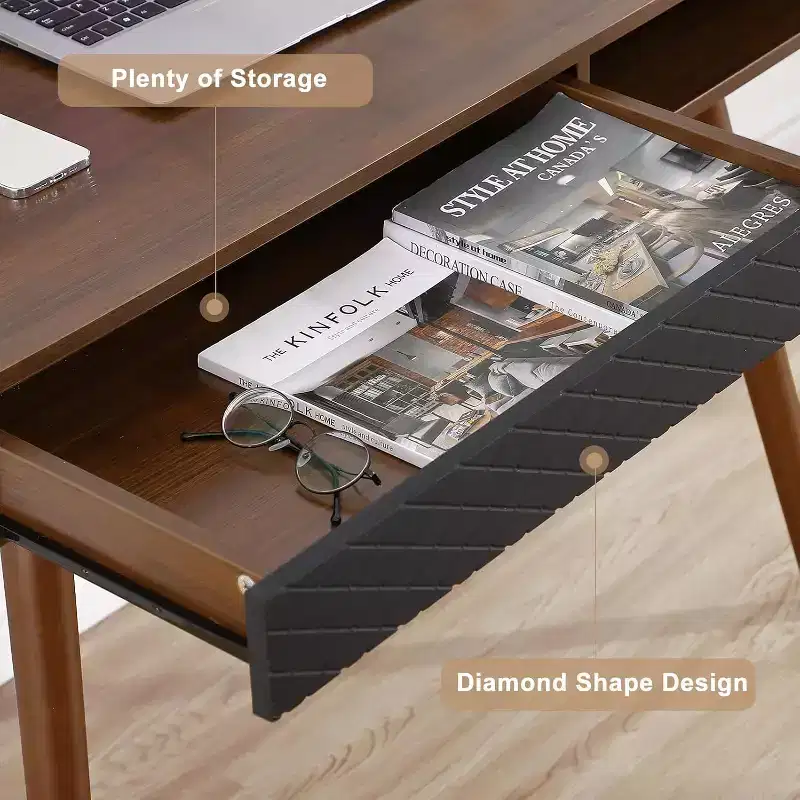 Computer Desk with Drawer, Wood Writing Home Desk, Modern Simple Study Desk