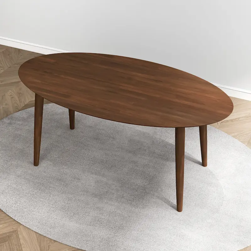 Mid Century 67-inch Oval Solid Wood Dining Table in Brown - 67 inches