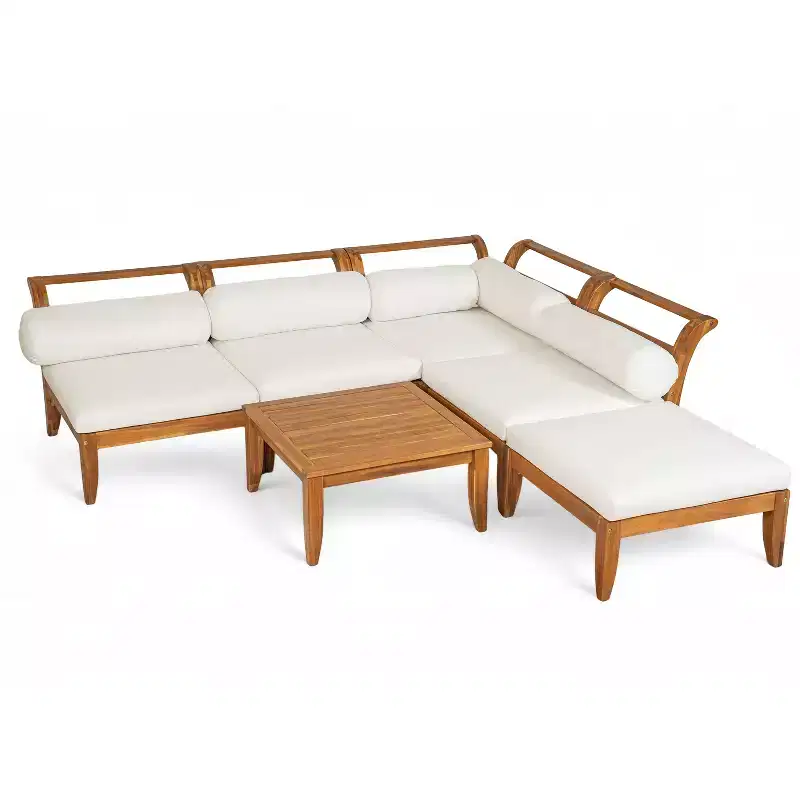 Whisen 6-Piece Patio Set with Daybed, Tea Table & Ottoman