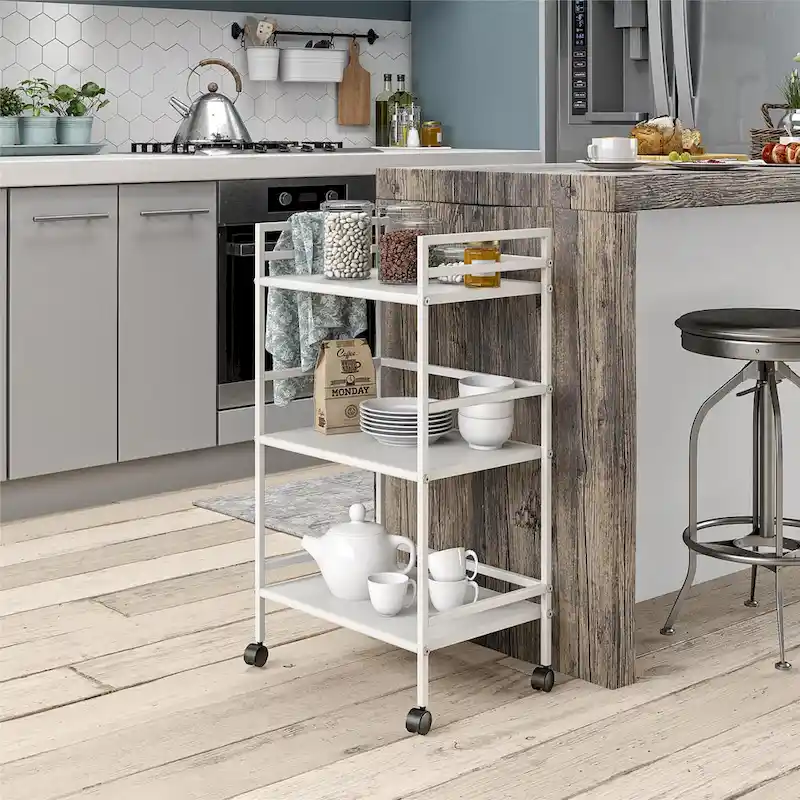 Avenue Greene Emerald 3 Shelf Metal Rolling Utility Cart