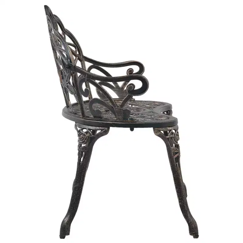 vidaXL Garden Bench Black Cast Aluminum, Cast Iron Medium