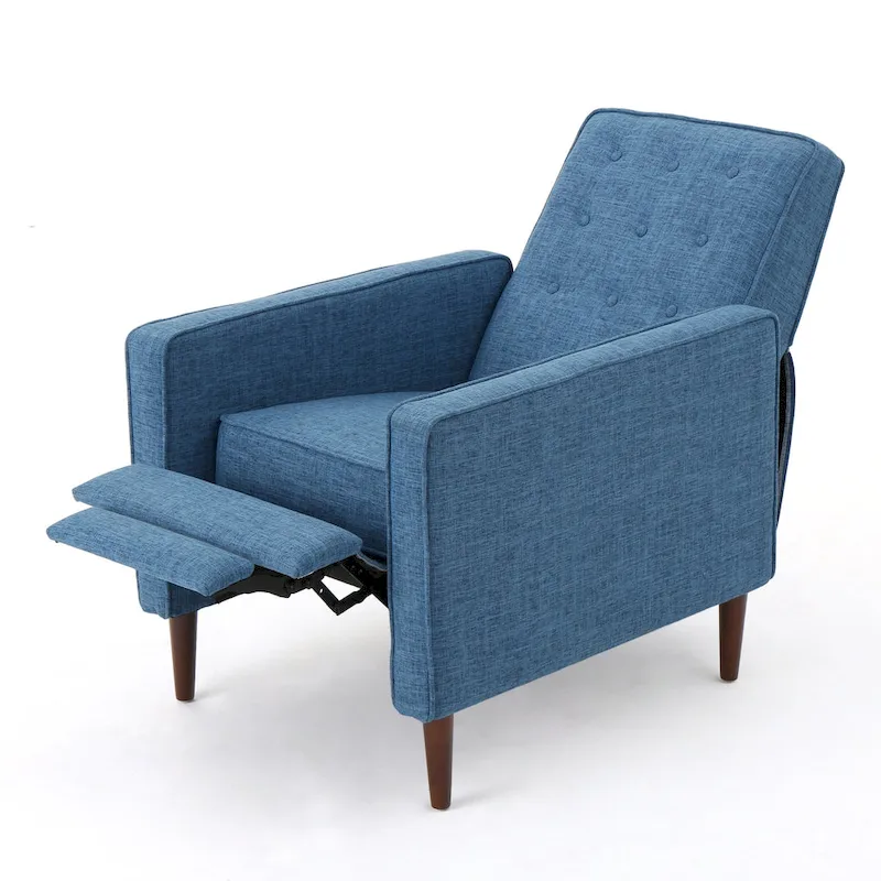 Mervynn Mid-Century Modern Button Tufted Fabric Recliner by Christopher Knight Home