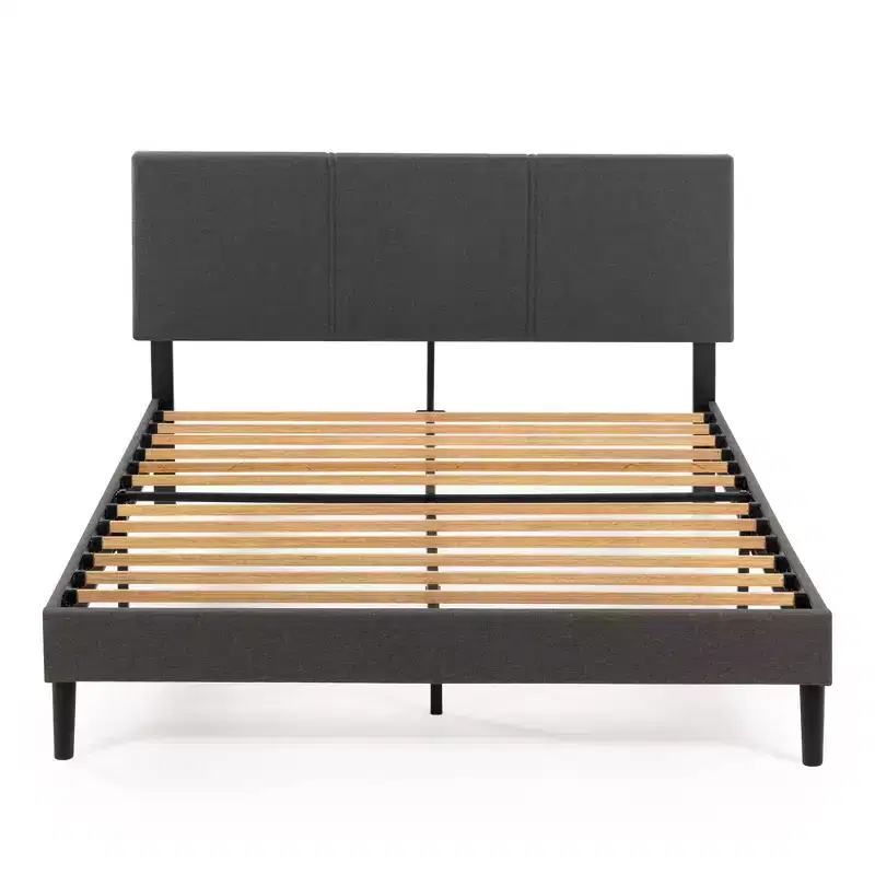 Cambril Upholstered Platform Bed Frame with Sustainable Bamboo Slats Gray - Zinus