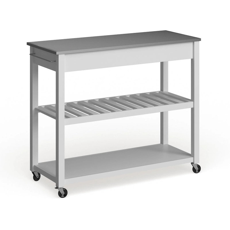 Crosley White Wood/ Stainless Steel Kitchen Cart Island - 17d x 43w x 35h