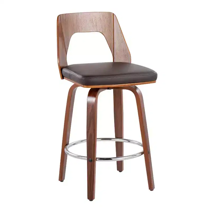 Set of 2 Upholstered Counter Height Barstools with Swivel and Mid Back