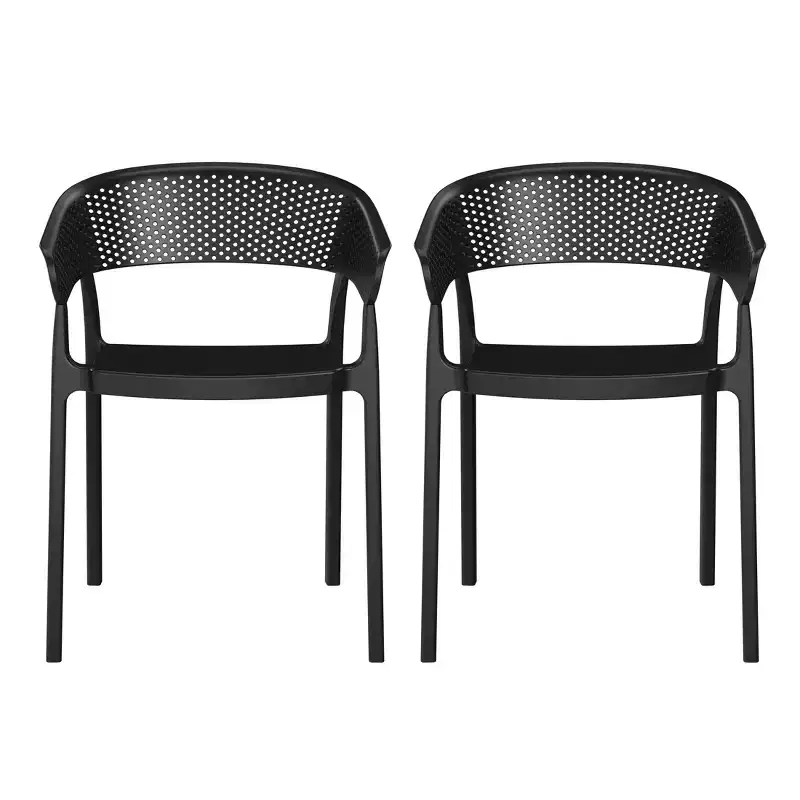 WestinTrends Playa Outdoor Modern Stackable Plastic Resin Patio Dining Armchair (Set of 2)