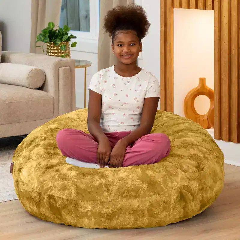 Kids Faux Fur Bean Bag Crash Pad & Lounger