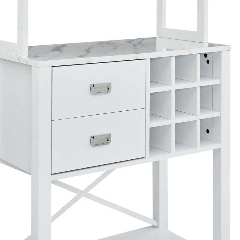 32 in. Wood Buffet Bar Cabinet with Wine Rack - Holds up to 9 Bottles