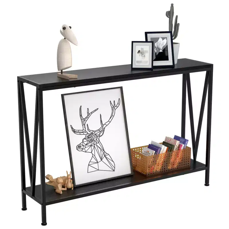 Console table,43 inch 2-story entrance table,narrow sofa table with storage space,for living room,hallway and foyer