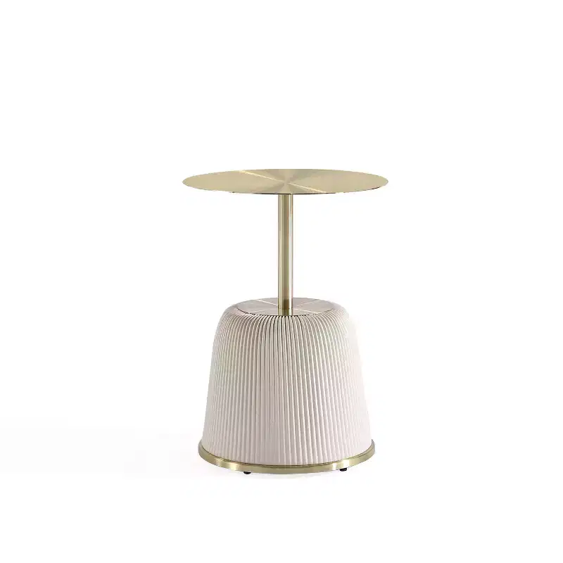 Manhattan Comfort Anderson Modern Leatherette Upholstered End Table with Gold Tabletop