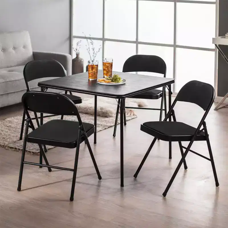 SUGIFT 6 Pack Fabric Padded Folding Chair Portable Dining Chairs , Black