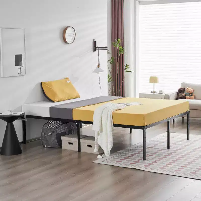 Black Metal Platform Bed Frame – Queen Size, 18