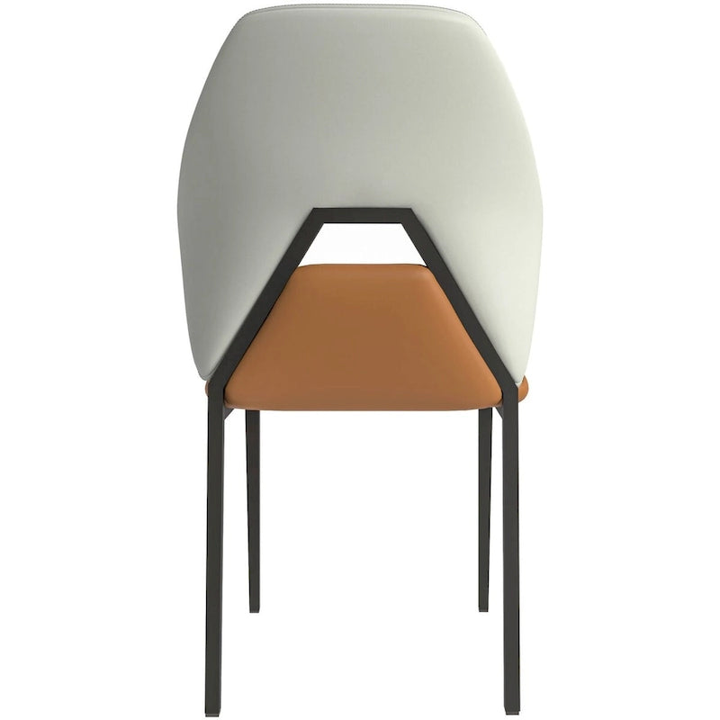 Leather Dining Chair in Black Iron Modern Upholstered Accent Kitchen Side Chair