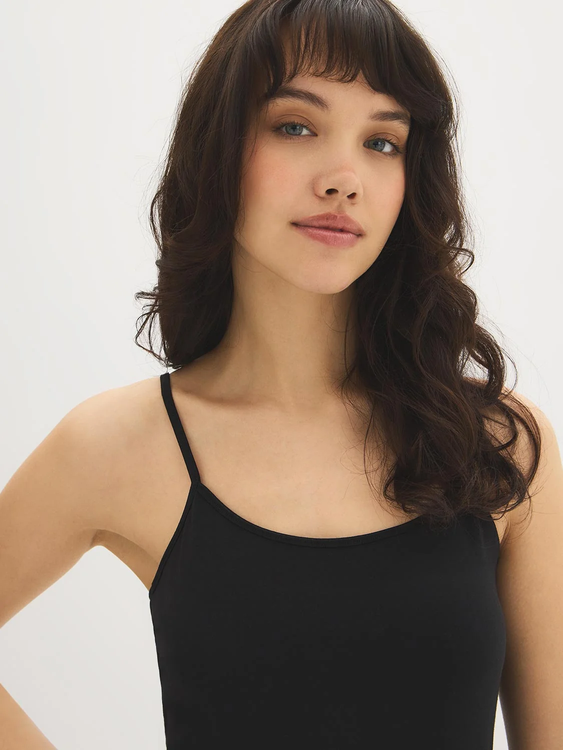 Cotton-Blend Scoop Neck Tank Top