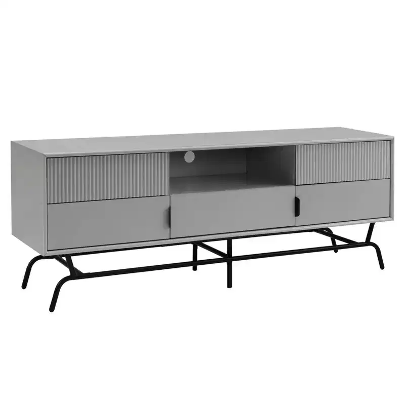 Modern 3 Drawer TV Stand for TVs up to 65" with Cabinets Gray