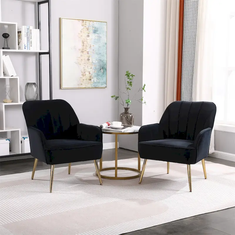 Modern Mid Century Chair Velvet Sherpa Armchair