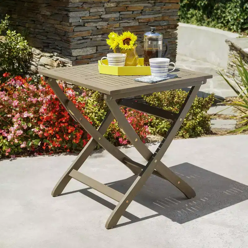 Positano Acacia Wood Foldable Square Bistro Table: Weather-Resistant, Patio Dining - Christopher Knight Home