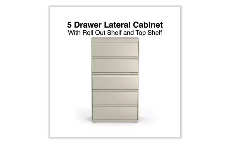 Lateral File, 5 Legal/Letter/A4/A5-Size File Drawers, Putty, 36 x 18.63 x 67.63