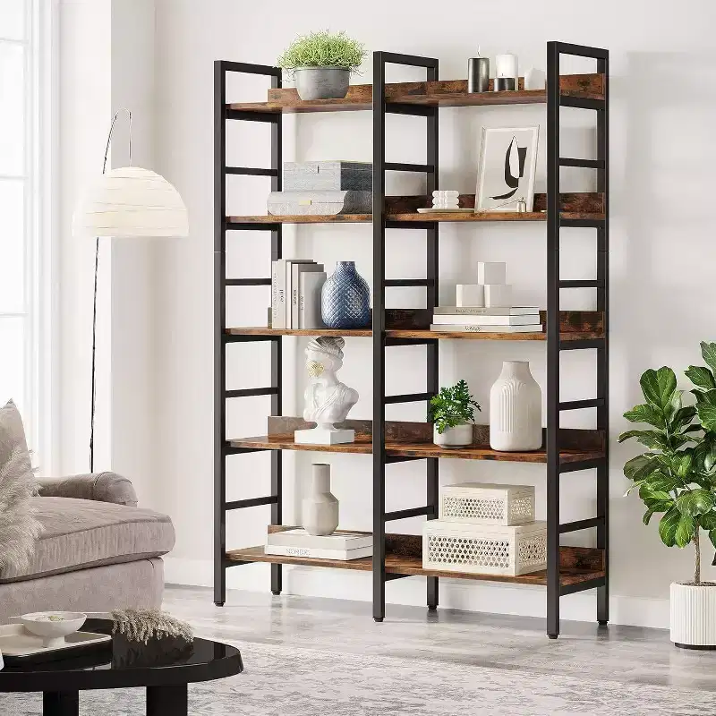 70.86" 5 Tier Bookshelf Rustic Brown
