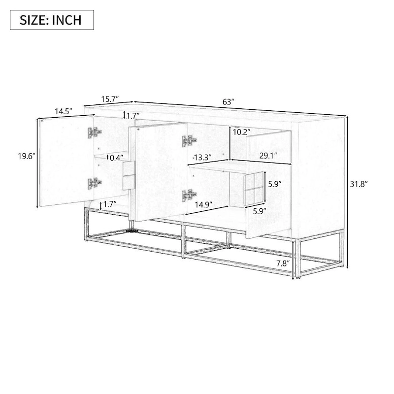 Light Luxury Designed Cabinet with Unique Support Legs and Adjustable Shelves