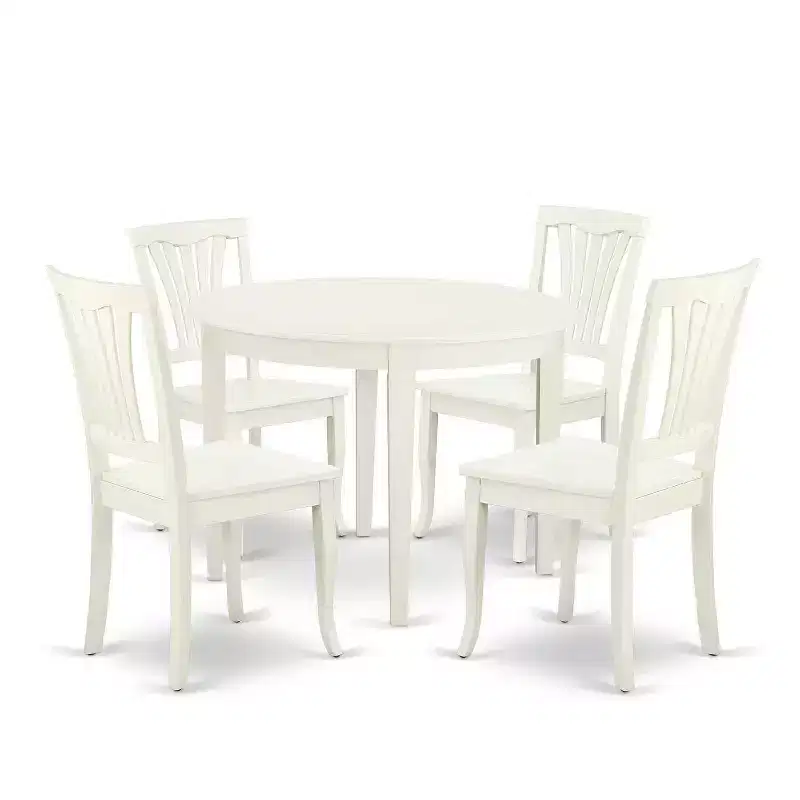 Retro Round Dining Set 5Pc - 42 Inch Table & 4 Chairs - Renaissance Style Kitchen Furniture