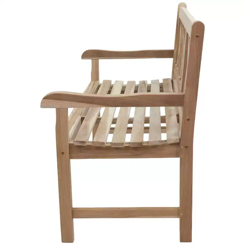 Sunnydaze 2-Person Teak Outdoor Patio Garden Bench with Cross-Back