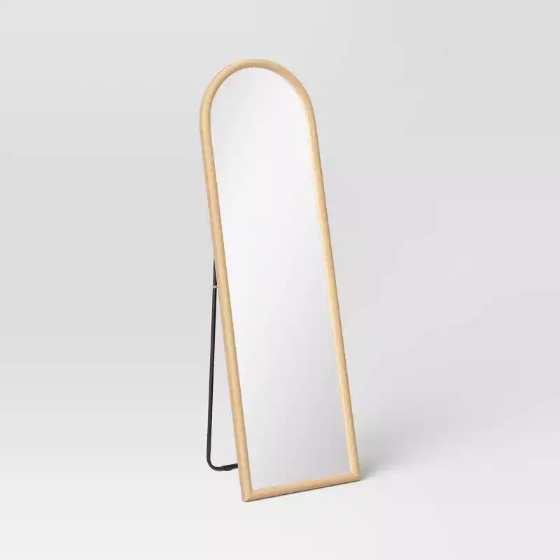 20" x 65" Arch Floor Mirror Natural - Threshold™: Modern Polystyrene Frame, No Assembly, Freestanding Design