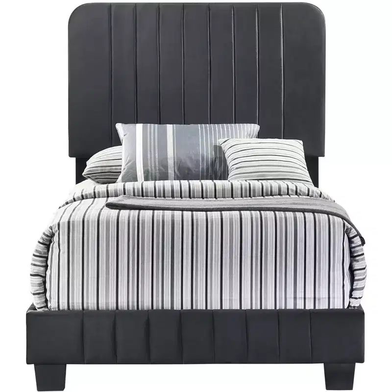 Velvet Channel Tufted Upholstered Twin Panel Bed