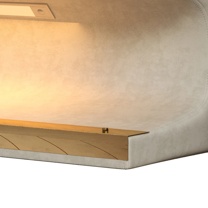 37W Entryway Bench Leather Upholstered Ottoman with LED
