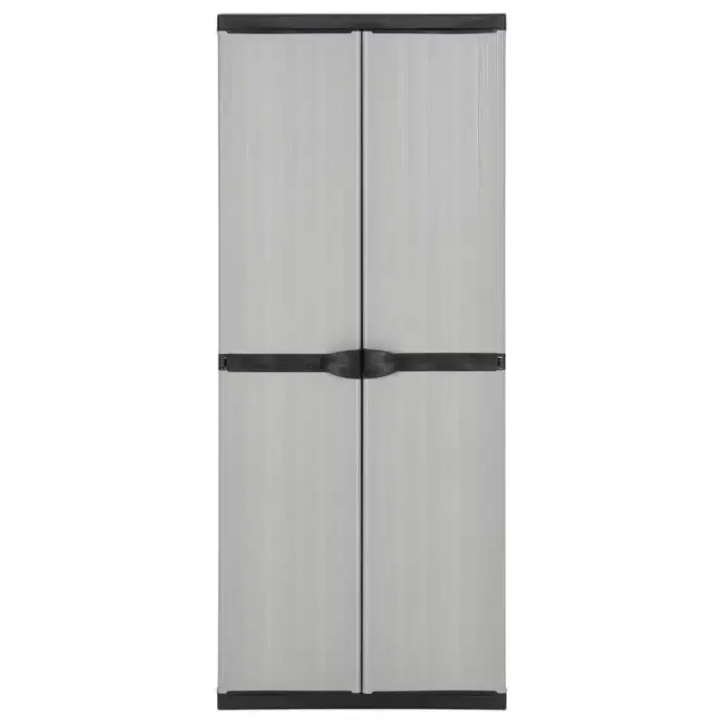 Gray & Black PVC Outdoor Storage Cabinet, 2-Door, 1-Person
