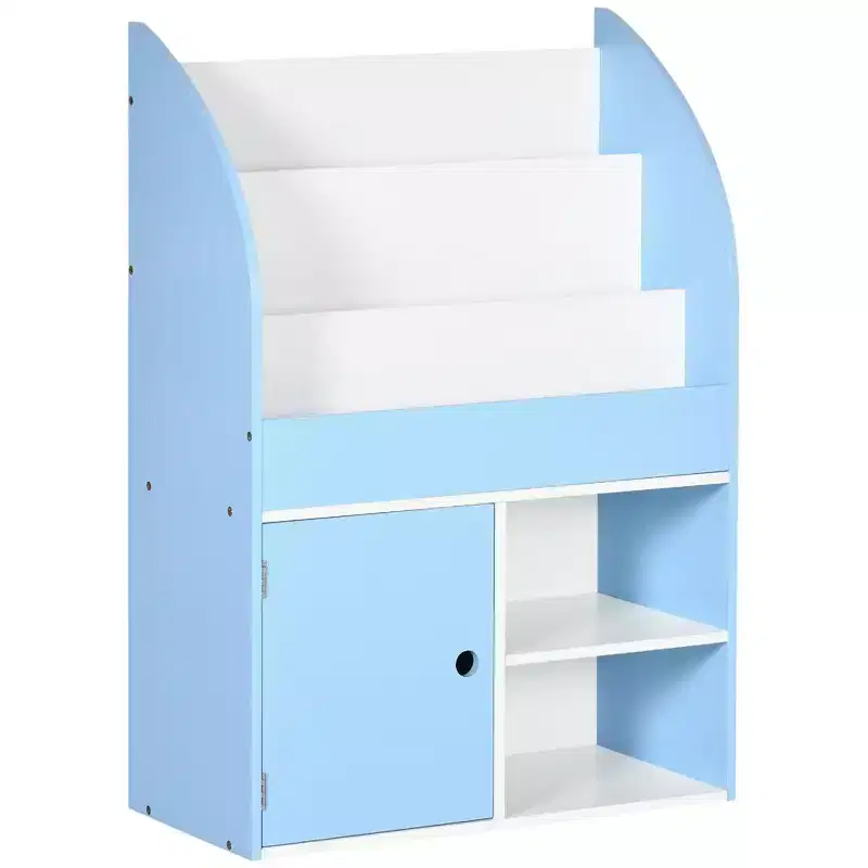Kids Bookshelf and Toy Storage Organizer with Cabinet Ages 3-8 Blue