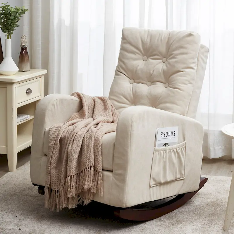 Recliner Sofa Push Back Recliner Chair Adjustable Modern Single Reclining Chair Upholstered Sofa with Pocket Living Room Bedroom