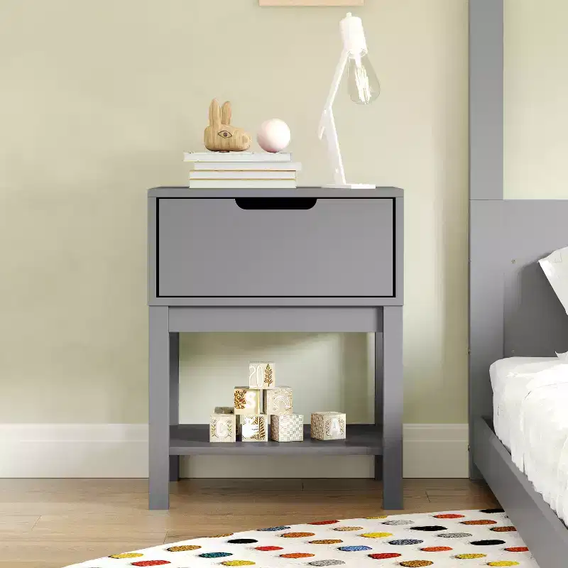 Flash Furniture Dallas Wooden Night Stand, Bedroom Side Table with Storage Drawer and Shelf for Kids