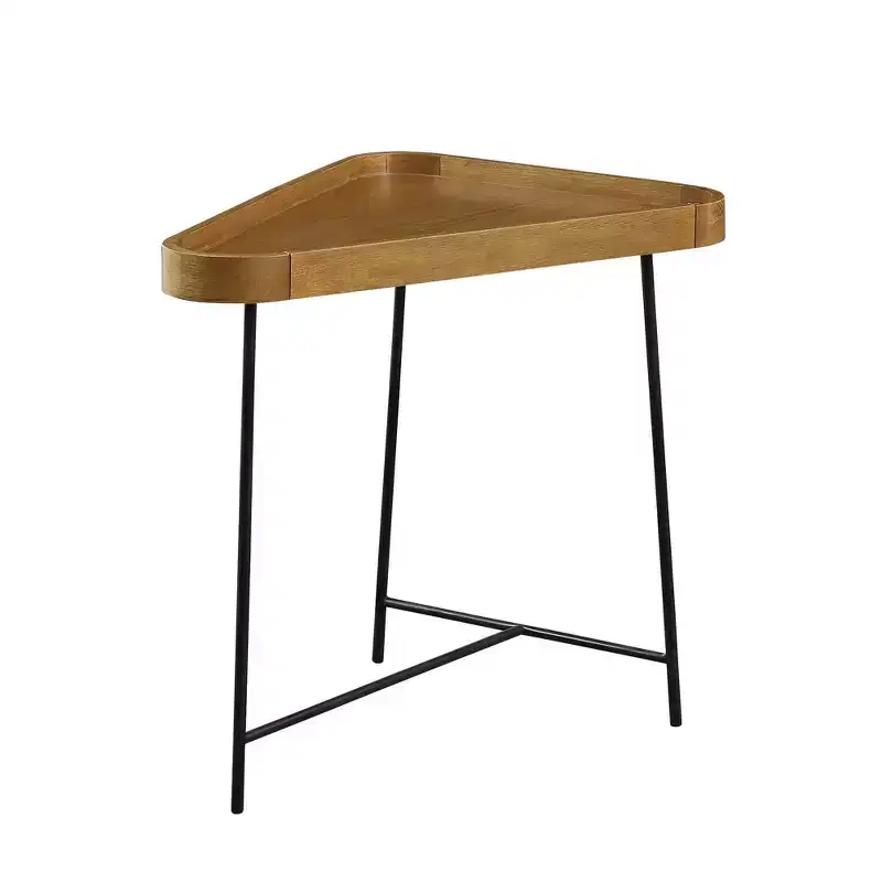 Lunar Triangle End Table Driftwood Top/Black Frame - Breighton Home: Metal Frame, MDF Tabletop, 24 Height, 27 Width