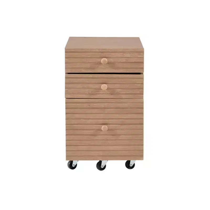 Wedeln 3 Drawer Rolling File Cabinet Natural Finish Wood - Powell: Mobile Storage with Locking Casters