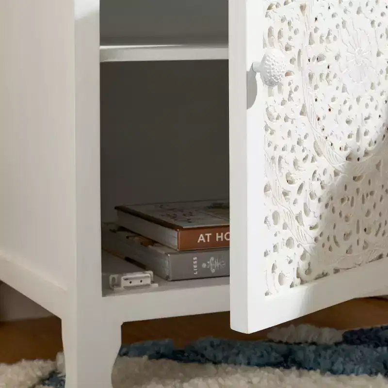 Raura 2 Shelf 1 Door Nightstand - NST5303 - White Washed - Safavieh