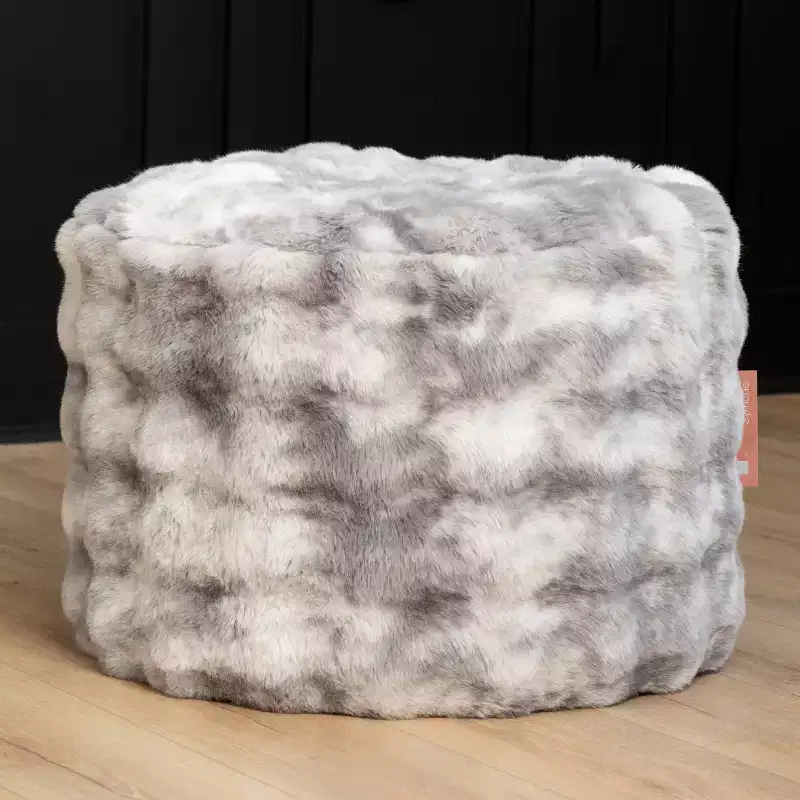 Round Ottoman Accent Pouf - Faux Fur