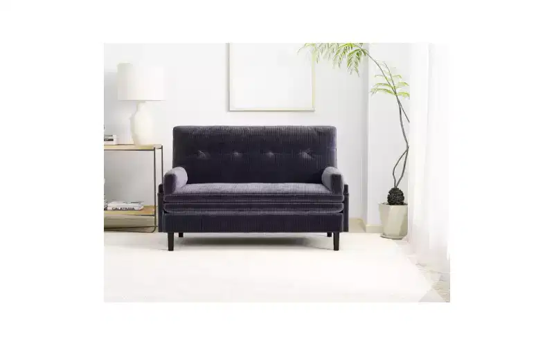 Zevemomo Futon Sofa Bed,Sleeper Pull Out Couch,Convertible with Adjustable Backrest,Velvet Fabric Upholstered 2-Seat for Living Room,Bedroom-Grey