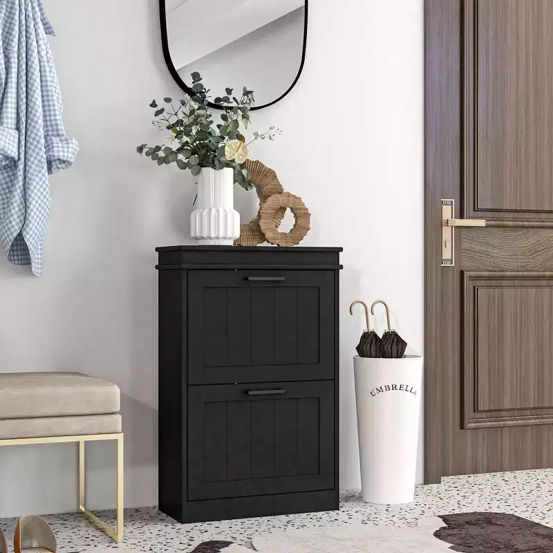 Shoe Cabinet with 2 Flip Drawers & Adjustable Shelves for 10 Pairs, Entryway