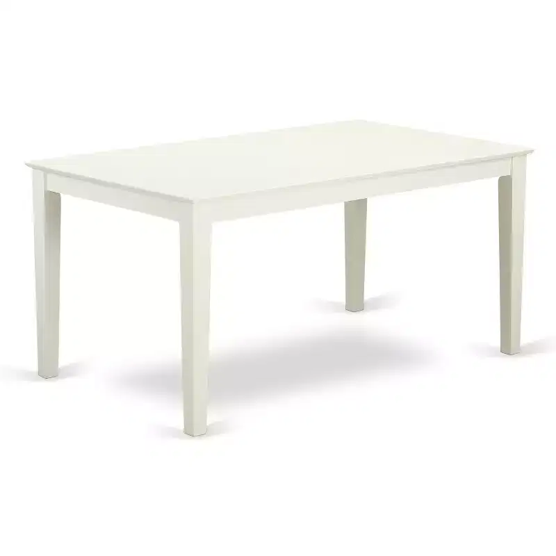 HomeStock Belmont 6 Piece dining for 6-Dining room table and 4 Wood Seat Chairs and 1 Benches in Linen White