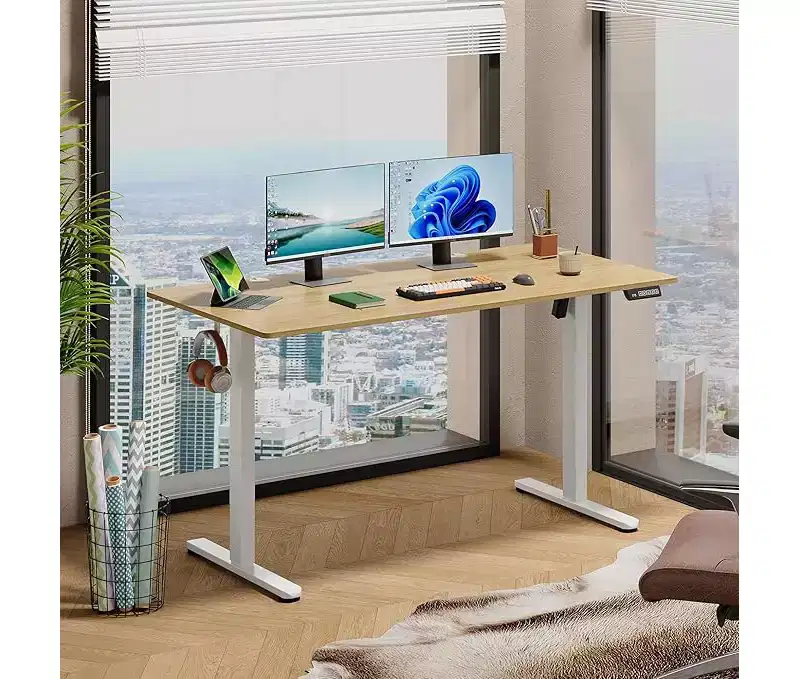 GALAXHERO 55 x 28 Inch Electric Standing Desk, Adjustable Height Sit-to-Stand Desk with 3 Memory Presets, Ergonomic Computer Desk for Home Office