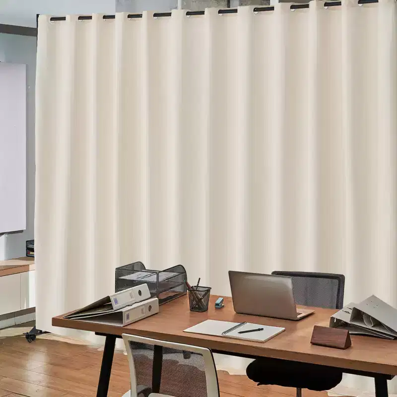 VEVOR Room Divider, Portable Panel Room Divider with Wheels Curtain Divider Stand, Freestanding Room Divider Privacy Screen for Office, Beige