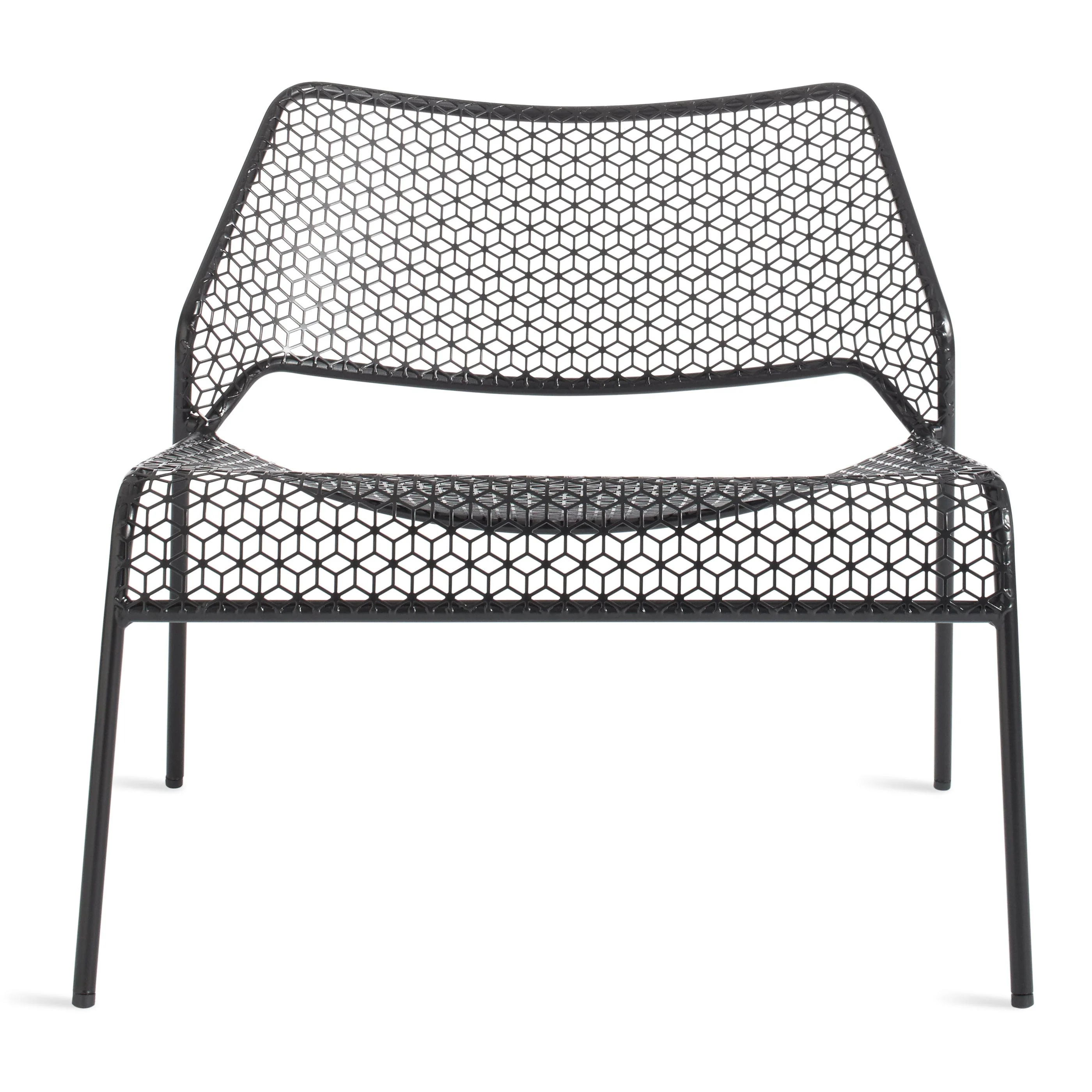 Modern Black Metal Stacking Chair with Punched Mesh Design for Living Room