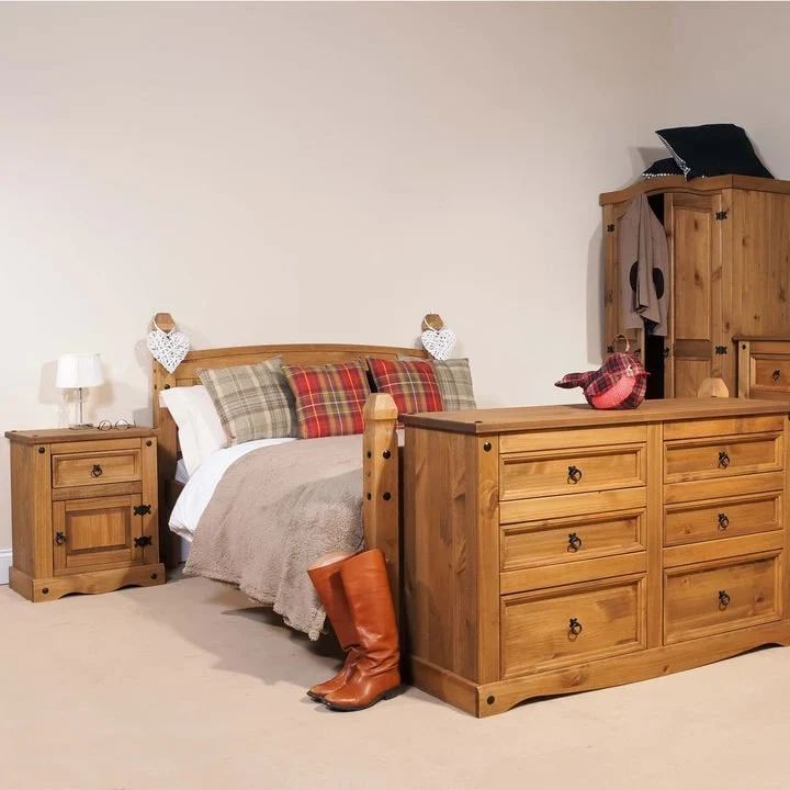 Wood Nighstand 1 Door 1 Drawer Corona Collection