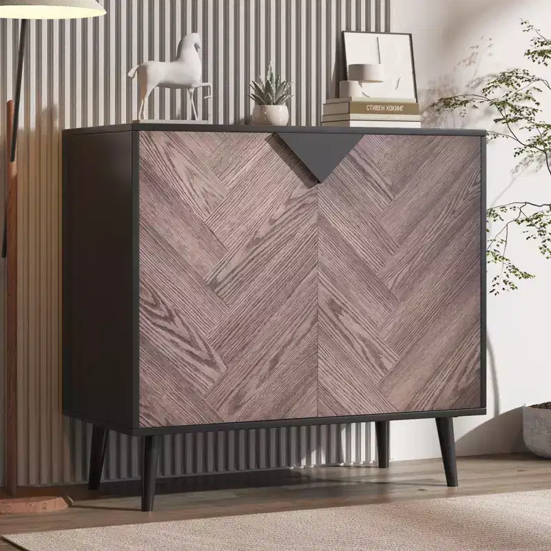 Wood Finish Storage Free Standing Accent Cabinet Sideboard Buffet Cabinet with Storage,Accent Cabinets for Living Room, Dining Room,