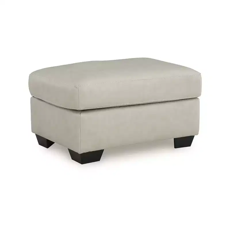 Signature Design by Ashley Santorine Ottoman, Top Grain Leather Cushion, Bone Gray