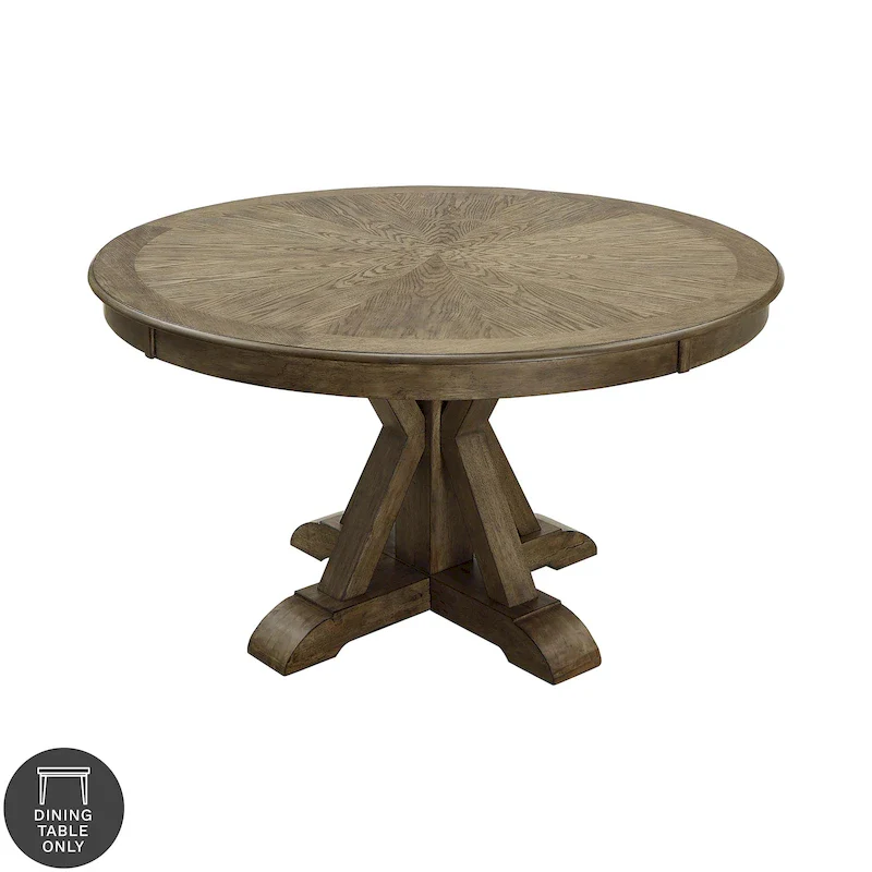 Rustic Oak 54-Inch Round Wood Dining Table